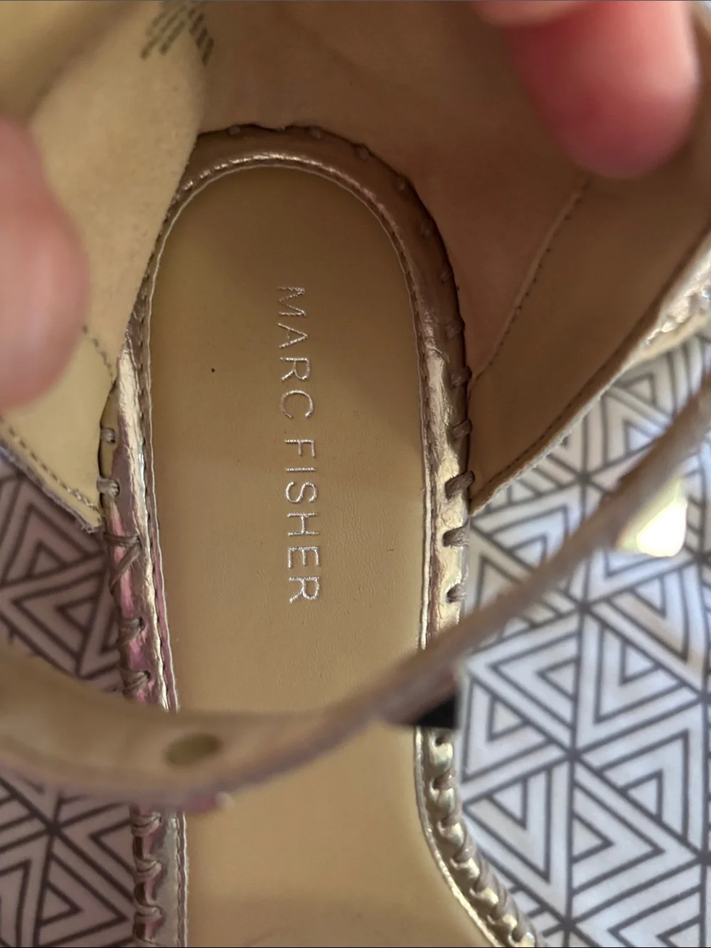 Marc Fisher Metallic Rose Gold Espadrille Wedge Sandals with Ankle Strap